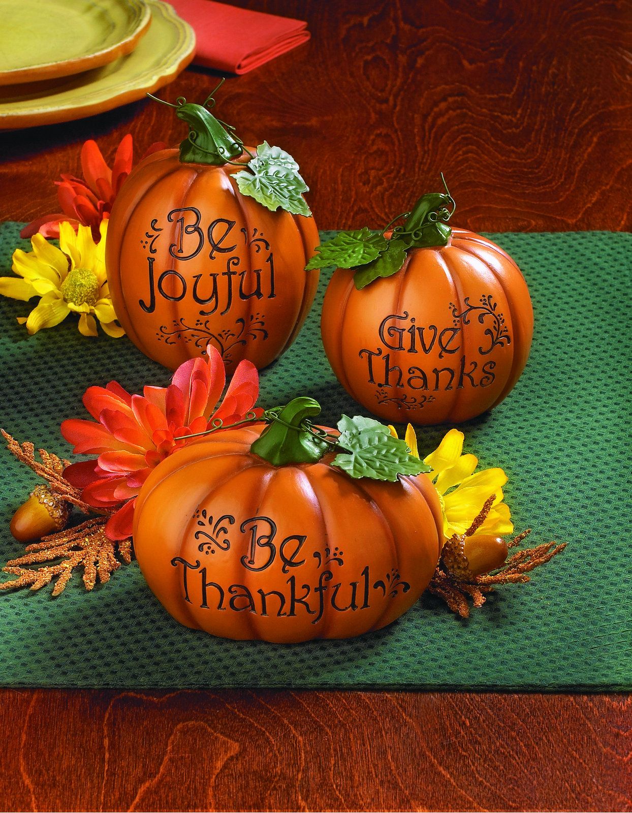 Carved Thanksgiving Pumpkin Decorative Accent